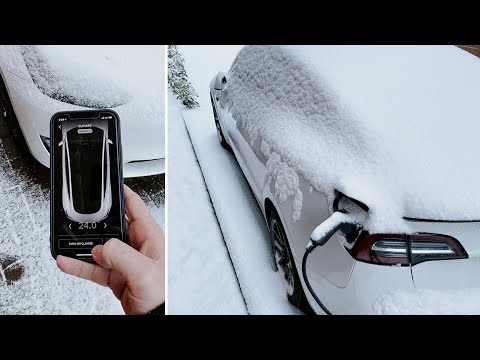 Removing Snow off a Tesla #shorts